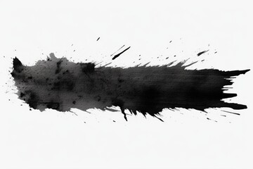 A black ink splatter on a white background. Suitable for graphic design projects and artistic creations