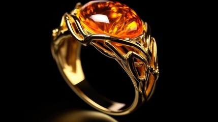 A beautiful gold ring with an orange stone. Perfect for engagements, anniversaries, or special occasions
