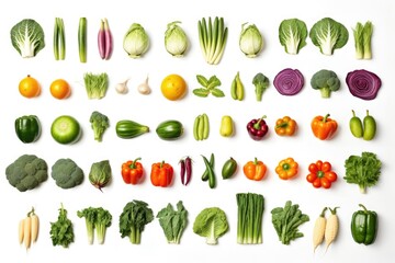 A row of assorted vegetables. Perfect for illustrating healthy eating or the beauty of nature's bounty
