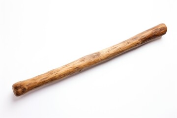 A wooden baseball bat resting on a clean white surface. Suitable for sports-related projects