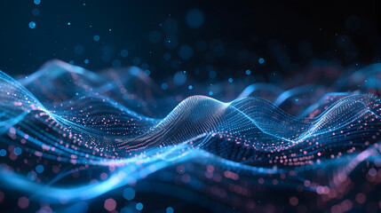 futuristic depiction of radio frequency waves intertwining with digital elements, symbolizing the integration of technology and connectivity.