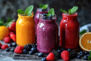Healthy vibrant and nutritious smoothies, showcasing the art of healthy living. AI generated image