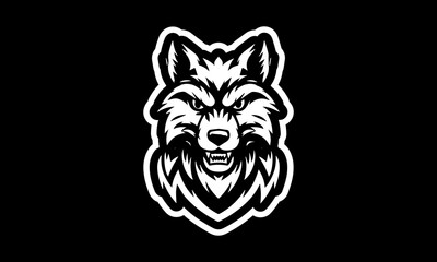 cartoonish angry wolf gaming mascot  ,silhouettes wolf mascot ,mascot black wolf vector
