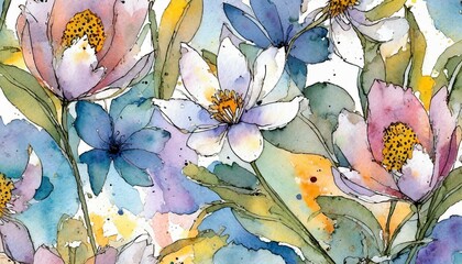 watercolor floral background with flowers