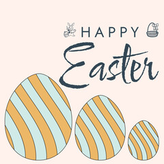 Happy Easter poster. Cute card for Easter. Vector illustration. Candy colors.