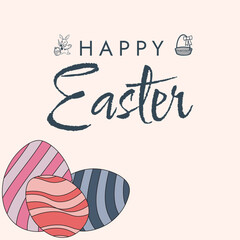 Happy Easter poster. Cute card for Easter. Vector illustration. Candy colors.
