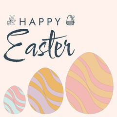 Happy Easter poster. Cute card for Easter. Vector illustration. Candy colors.