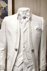 embroidered white gothic groom suit