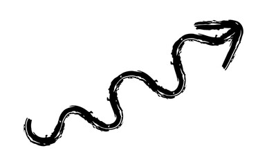 Hand drawn crayon chalk charcoal line arrow. textured arrow isolated on white. squiggle and scribble stroke. Element for diagrams. doodle marker.