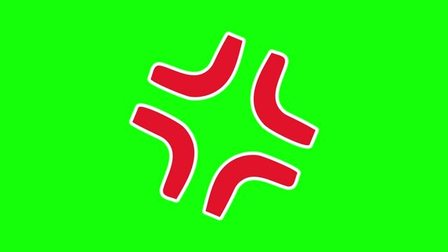 白ふち付き怒りマークのアニメーション（クロマキー・グリーンバック）