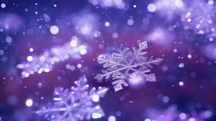 Fototapeta na wymiar a snowflake on a purple background
