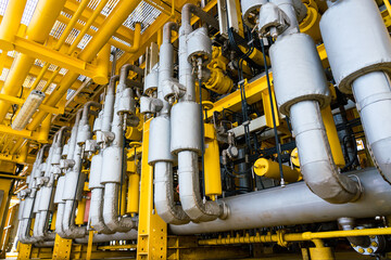 Insulating covers on pipes in the petroleum production process prevent heat radiating.