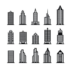 set of icons of skyscrapers