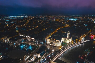 Luminous Tapestry: A Mesmerizing Midnight Symphony Unveiling Oradeas Nighttime Splendor