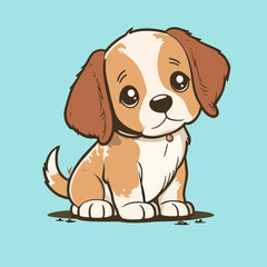 Cute Dog Sitting Cartoon Vector Icon Illustration. Animal Nature Icon Concept Isolated Premium Vector. Flat Cartoon Style