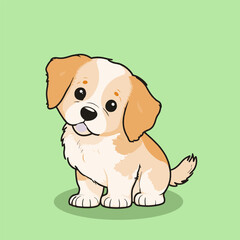 Fototapeta premium Cute Dog Sitting Cartoon Vector Icon Illustration. Animal Nature Icon Concept Isolated Premium Vector. Flat Cartoon Style