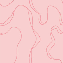 Wavy Seamless Trippy Pattern. Seamless pattern of colorful abstract squiggles print, scribble spiral and wavy lines. retro 80s style. Chaotic ink brush scribbles. Vector illustration