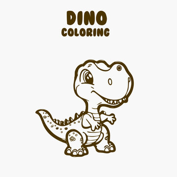 Cute dinosaur cartoon characters vector illustration. For kids coloring book. line art for coloring page