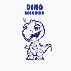 Fototapeta premium Cute dinosaur of tyrannosaurus cartoon characters vector illustration. For kids coloring book. line art for coloring page
