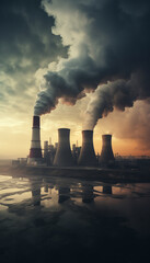 smoke coming out of a power station polluting the air