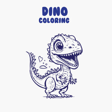 Cute dinosaur of tyrannosaurus cartoon characters vector illustration. For kids coloring book. line art for coloring page