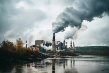 smoke coming out of a power station polluting the air