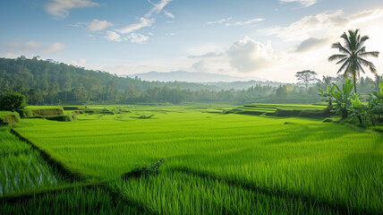 Fototapeta premium green rice fields