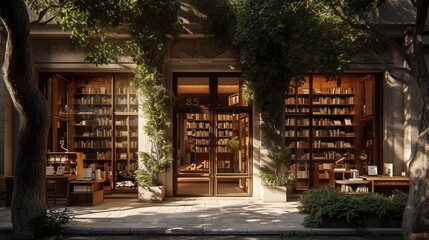 a bookshop facade that, with its understated elegance, invites readers and celebrates the beauty of simplicity.