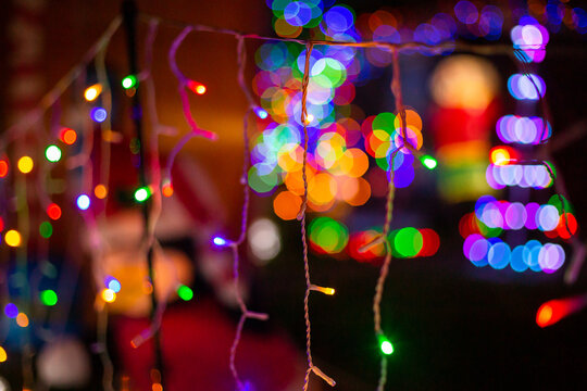 string lights as part of a large christmas light display