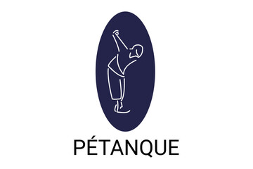 petanque sport vector line icon. practice petanque stance. sport pictogram, vector illustration.