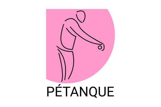 petanque sport vector line icon. practice petanque stance. sport pictogram, vector illustration.