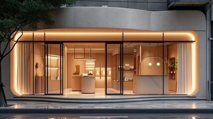 the essence of chic simplicity in a boutique façade with clean lines and subtle accents.