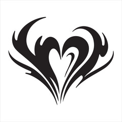 Heart tattoo design flames and fire, heart and love symbols, gothic tattoos and print templates