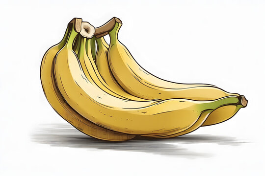 Front view of isolated banana illustration on white background