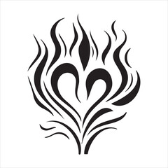 Heart tattoo design flames and fire, heart and love symbols, gothic tattoos and print templates