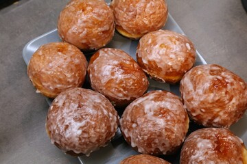Sugar glazed donuts in Poland