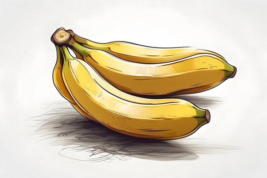 Front view of isolated banana illustration on white background