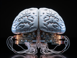 Obraz na płótnie Canvas a brain with wires and wires