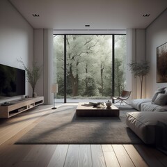 Minimalist interior of living room in modern house.