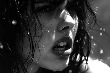 Fototapeta premium Dramatic Black and White Portrait of a Woman