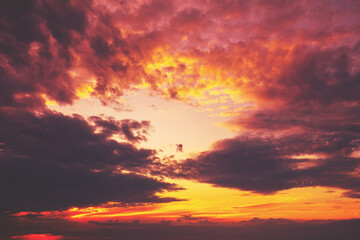 Colorful cloudy sky at sunset. Gradient color. Sky texture. Abstract nature background