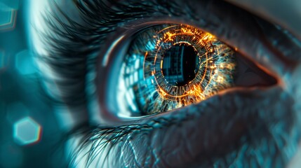 A retina scanner capturing the intricate details of the eye, symbolizing the high-level security provided by biometric authentication for access control.