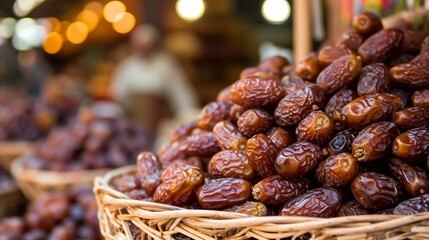 dates market with lots of fresh dates, dates market closeup, dates in the market, dates closeup, Ramadan Kareem, Islamic food, dessert, dates 