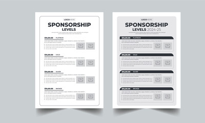 Sponsorship Levels Fundraising Flyers design layout template - obrazy, fototapety, plakaty