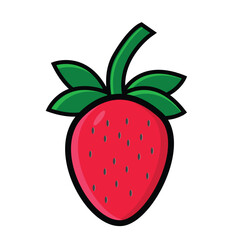 Stawberry red summer fruit, white background. Vector graphic illustration. Vegetarian cafe print, poster, card. Natural, organic dessert sweet, fresh berry