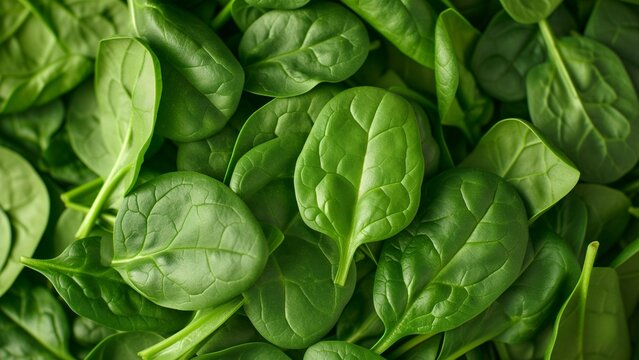 heap of fresh spinach leaves close-up, wallpaper, texture, pattern or background