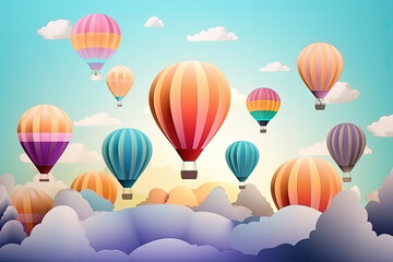 Obraz premium Majestic Spectacle: A Multitude of Vibrant Hot Air Balloons Soaring Through the Sky