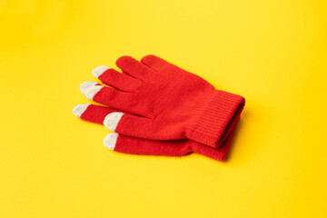Winter Gloves, Touchscreen Wool Glove, Touch Screen Knitted Mittens, Warm Red Gloves