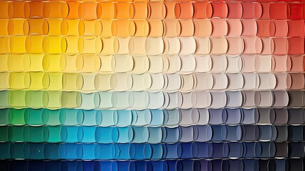 Obraz premium Color palette, swatches of different colors with brush and roller, paint sample catalog guide