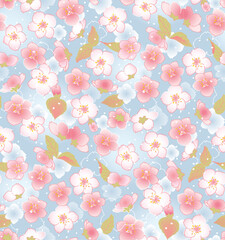 Vector illustration of a seamless pattern of cherry blossom flowers for various events like weddings, anniversaries, birthdays, and parties.  